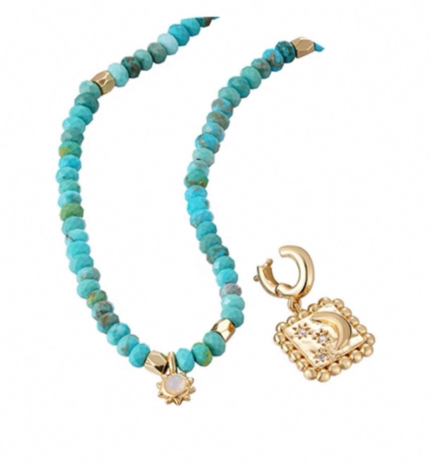 aiden candice Moon and Star Turquoise Necklace